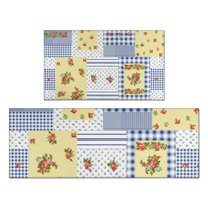Pioneer Flower Floral Print Pattern Kitchen Rugs Sets Of 2,Anti Fatigue Kitchen Mat Rugs Non Slip Washable,Decorative Kitchen Floor Mats for Kitchen,Sink,Laundry,17"x30" 17"x47"