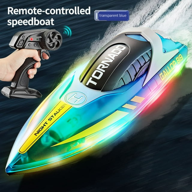 ERK RC Boat With LED Lights For Kids – 2.4 Remote Control Racing . Perfect For Pools & Lakes Water Boat Features A Rechargeable Battery. Ideal For Boys And Girls