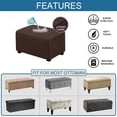 thumbnail image 5 of LKJYER Waterproof Ottoman Cover Rectangle, Stretch Ottoman Slipcovers Suede Footstool Protector Covers Elastic Soft Storage Ottoman Slipcover for Cats Dogs, 5 of 7