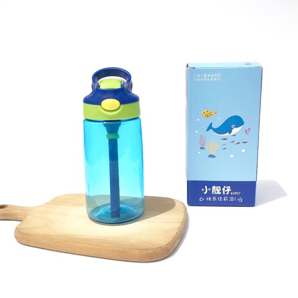 480ml Portable Children Kids Plastic BPA Free Water Bottle With Straw