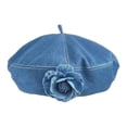 thumbnail image 2 of Boina de mujer, sombrero de moda para fiestas de primavera, viajes, festivales, tocados y disfraces. Azul vaquero, 2 of 9