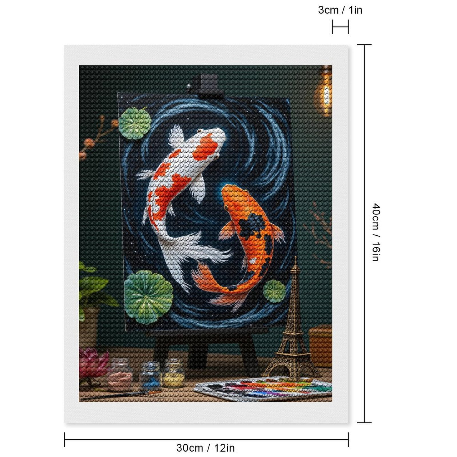 Diamond Art Kits for Adults, Koi Painting Art Canvas Scene 5D Diamond Painting Kits for Adults Beginners, DIY Full Drill Diamond Painting, Gem Art and Crafts 12x16