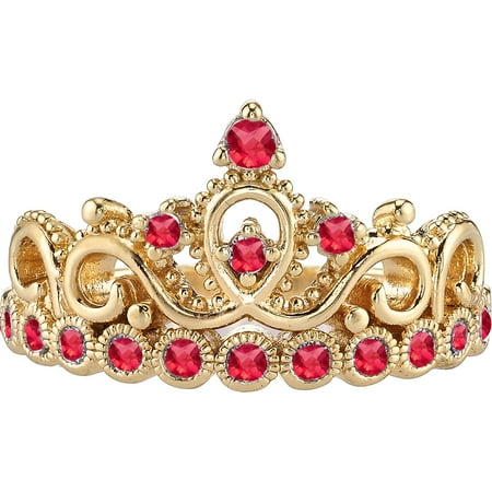 14K Yellow Gold Ruby Crown Ring (July) (7)