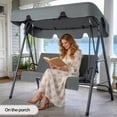 thumbnail image 5 of Ktaxon 3-Person Porch Swing with Stand, Outdoor Swing Chair with Adjustable Canopy & Cushion, Gray, 5 of 7