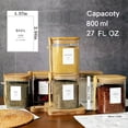 thumbnail image 4 of Juego de frascos de vidrio cuadrados HHMJSM de 800 ml con tapa de bambú y cuchara x6, 4 of 7
