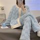 thumbnail image 4 of Pijama de terciopelo Coral para mujer, conjunto de franela holgada gruesa, vestido de Casa lindo coreano para estudiantes, se puede usar al aire libre, Otoño e Invierno, 4 of 5
