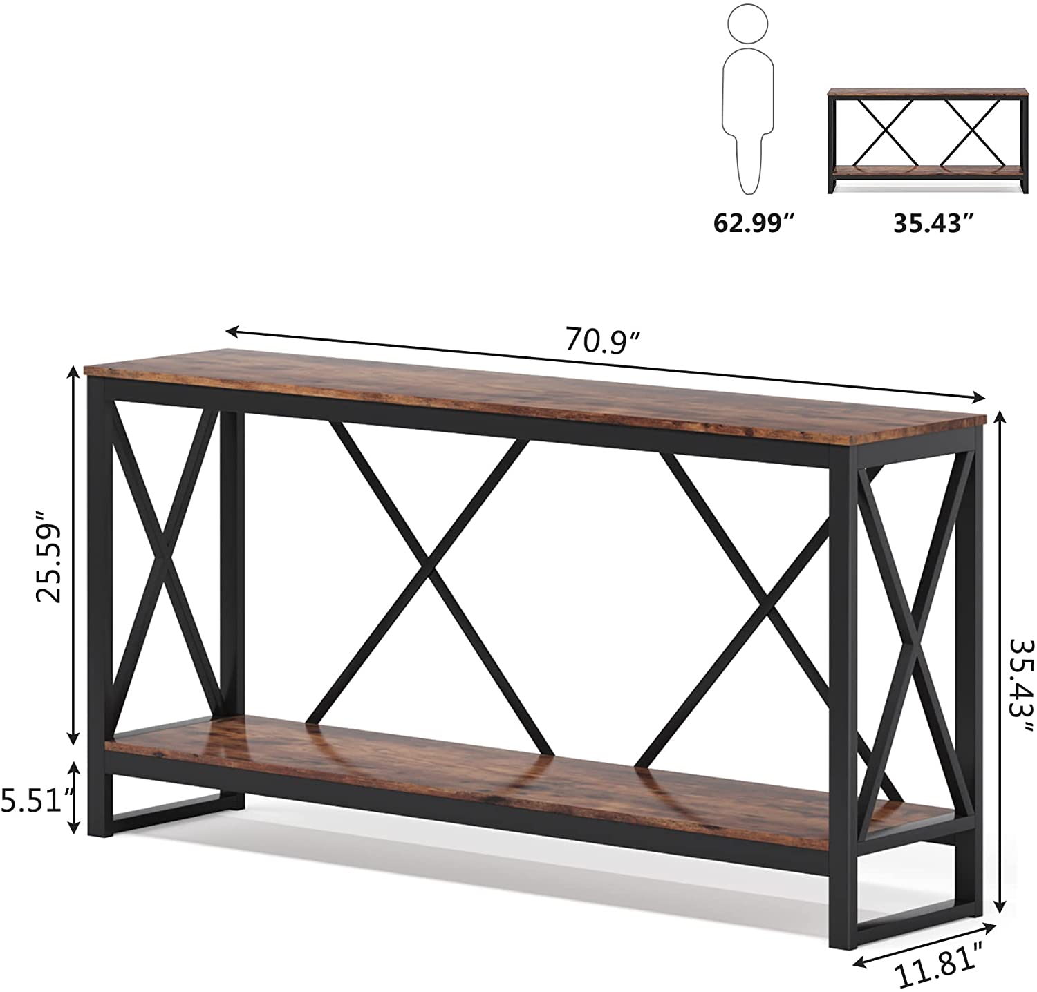 Buy Tribesigns 70.9 Inch Console Table, Industrial Extra Long Sofa