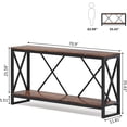 thumbnail image 2 of Finmind 70.9" Extra Long Console Table: Industrial & Rustic Sofa Table with Open Shelf, Rustic Brown, 2 of 7