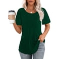 thumbnail image 2 of Women’s Short Sleeve Pleated T Shirts Dressy Casual Neck Summer Tops Blouses, 2 of 8