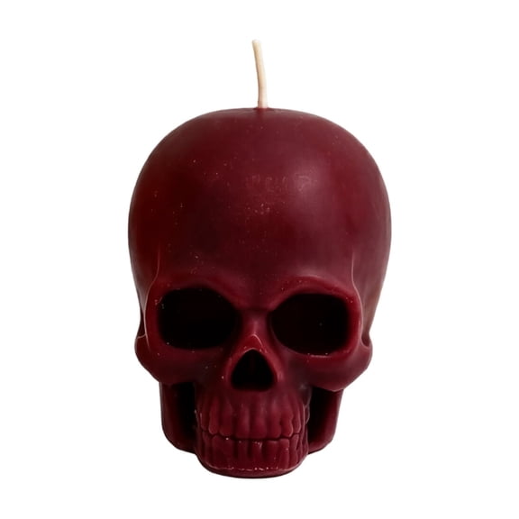 Halloween Candle 2 Inch Spooky Skull Decorative Candle Gothic Halloween Decor for Halloween Home Decor Indoor Burgundy Spooky Ambient Party Tabletop Accent, 1 Pack