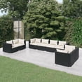 thumbnail image 1 of vidaXL 8 Piece Garden Lounge Set with Cushions Poly Rattan Black, 1 of 5