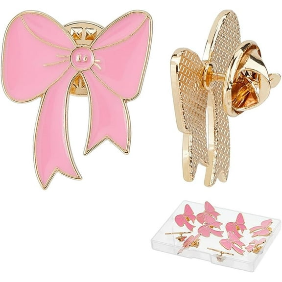 16Pcs Bowknot Enamel Pins Zinc Alloy Brooches for Backpack Clothes Pink 22x26.5mm
