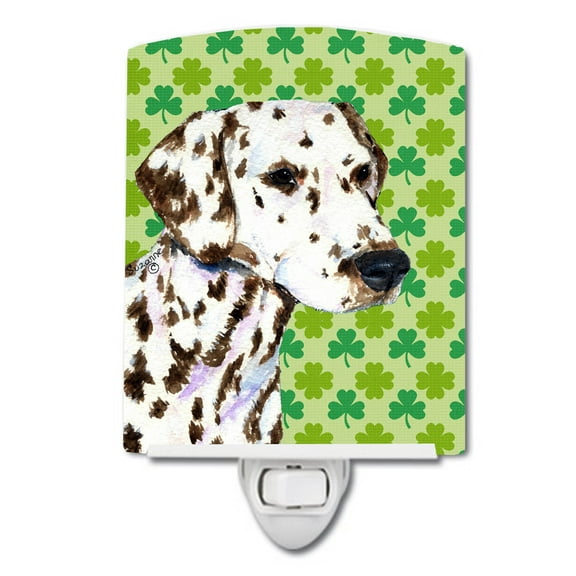 Caroline's Treasures SS4400CNL Dalmatian St. Patrick's Day Shamrock Portrait Ceramic Night Light, 6x4x3", multicolor