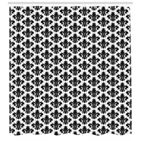 Fleur De Lis Shower Curtain Monochrome Royal Lily Pattern