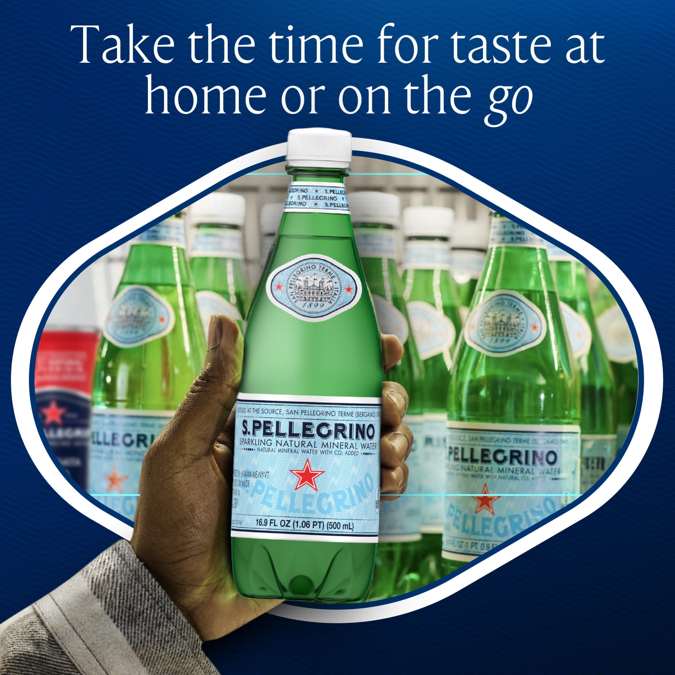 S.Pellegrino Sparkling Natural Mineral Water, 500ml (16.9 fl oz), Single Bottle (Refrigerated)