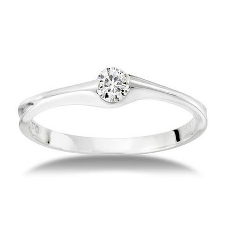 Round Solitaire Promise Ring White Gold