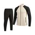 thumbnail image 3 of Frnrwgo Mens 2-Piece Tracksuit Jacket and Pants Set Loose Fit Color Block Raglan Sleeve Casual Fall Winter Outfit with Full zip, 3 of 7