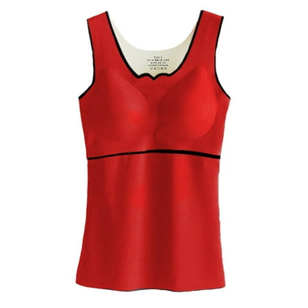 

Female Winter Thermal Underwear Warm-keeping High Elasticity Top Casual Slimming Basic Vest Clothes Accessory Home Bedroom Red XL