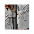 thumbnail image 3 of Women'S Long Trench Coat Elegant Lapel Jacket Casual Autumn and Winter Coat with Belt Grey XL, 3 of 4