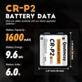 thumbnail image 2 of Batería de litio Qoutmcuy CR-P2, 6 V, 1600 mAh (paquete de 2), mejorada en 2026, 2 of 7