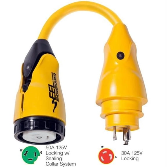 Marinco P30-503 Marinco P30-503 EEL 50A-125V Female to 30A-125V Male Pigtail Adapter - Yellow