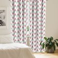thumbnail image 2 of Ambesonne Floral Window Curtains, Cartoon Flower Buds Pattern, Each 28" W x 95" L, Almond Green and Pale Fuchsia, 2 of 4