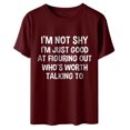 thumbnail image 4 of RXIRUCGD Hauts d'Été pour Femmes Mode d'Été pour Femmes T-Shirt à Manches Courtes à Col Rond Imprimé Lettre Rouge, 4 of 6