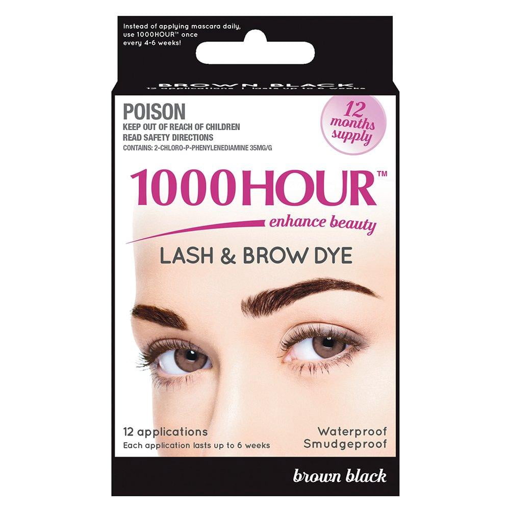 1000 Hour Eyelash & Brow Dye / Tint Kit Permanent Mascara (Brown Black