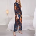 thumbnail image 3 of Lsque Cool Dolphin Pattern Long Sleeve Pajama Set for Women - Soft 2-Piece Sleepwear and Loungewear Set with Pockets, Comfy Nightwear-Small, 3 of 7