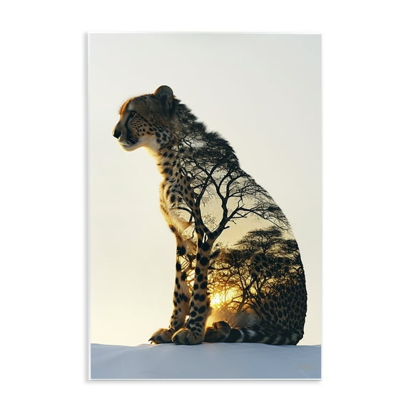 Stupell Industries Leopard with Silhouette Animals & Insects Painting Unframed Art Print Wall Art, 10 x 15