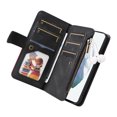 thumbnail image 4 of Multifunctional Case for Samsung S21 Plus,[RFID Blocking] 9 Credit Cards Holder with Wrist Strap, Premium PU Leather Zipper Wallet Purse Magnetic Flip Phone Cover for Samsung Galaxy S21 Plus, Black, 4 of 12