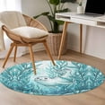 thumbnail image 5 of Teal Coastal Round Area Rugs Collection 3.3', Beach Botanical Seals Ocean Nautical Non Slip Indoor Circular Throw Runner Rug Floor Mat Carpet for Living Room Dining Table Bedroom Nursery, 5 of 9