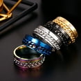 thumbnail image 2 of 1pc Men's Titanium Steel Roman Numeral Spinner Chain Ring black 7, 2 of 6