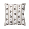 thumbnail image 2 of Floral Throw Pillow Set, 18"x18" Brown Striped Boho Linen Cushion, Vintage Block Print Farmhouse Decorative Pillow for Indoor Outdoor Couch Sofa Bed Home, 2 of 6