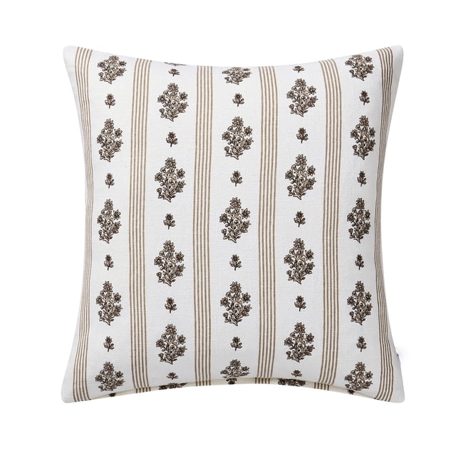Funda decorativa de 45x45 cm con patrón de hojas florales, con núcleo de almohada de 18x18 pulgadas, con relleno, con diseño simétrico de flores y hojas.