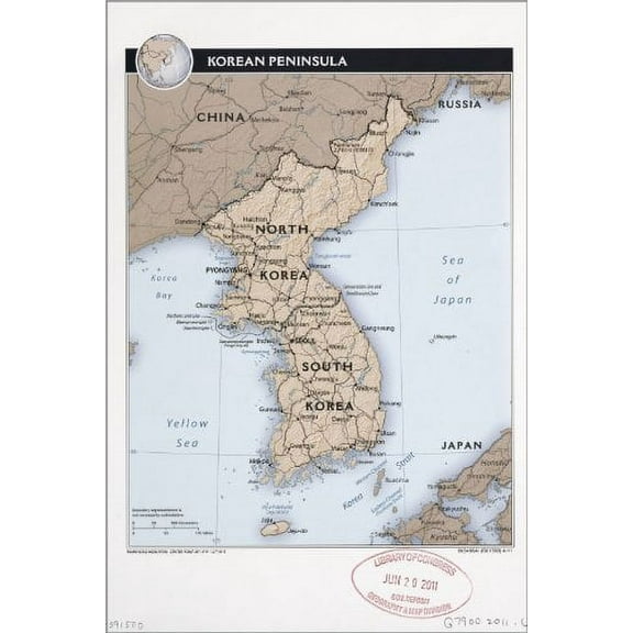 16x24 Poster; Cia Map Of North And South Korea 2011