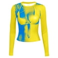 thumbnail image 5 of Baqcunre Women's 3D Body Print Beautiful Sexy Long Sleeve Round Neck T-Shirt Sexy Tops for Women T Shirts for Women Y2K Tops Graphic Tees,Yellow,M, 5 of 5