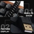 thumbnail image 4 of HEANUJJ 1Pc Black Coiled Tube Keyboard Cable for Mechanical Keyboard Type-C Connector USB Data, 4 of 8