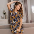thumbnail image 3 of Goofa Spooky Cats And Halloween Pumpkins Print Women’s Cotton Nightdress – Short-Sleeved Sleep Dress, Casual Loose-Fit Lounge Wear, Comfortable and Stylish Sleepwear for Women, 3 of 6