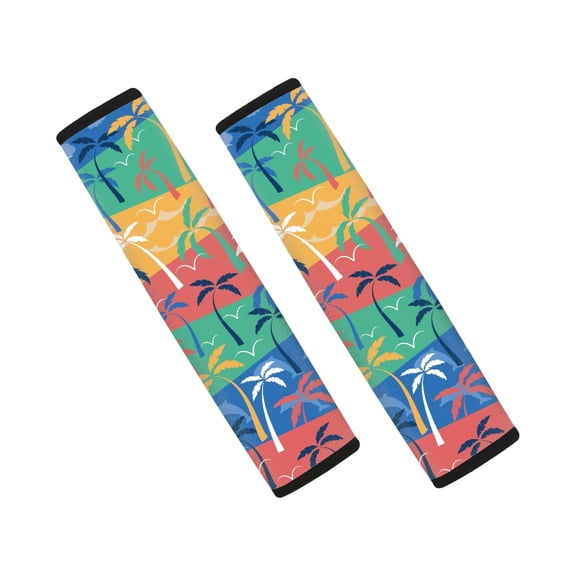 Chririnla Coconut Tree Pattern Car Seat Belt Pads 2 PCS, Seat Belt Cover Polyester Washable Durable for Auto SUV Sedan