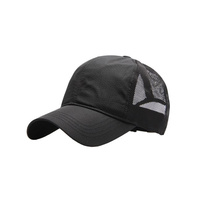 keepw Polyester Adjustable Peaked Cap Customized Fit Adjustable Strap On Peaked Cap Sporty Style Hat Black L 54-59cm 1Set