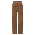 thumbnail image 5 of Women's Corduroy High Waist Wide Leg Casual Trousers with Elastic Waistband and Pockets for Everyday Comfort in Soft Textured Fabric Elastic High Waisted Straight Leg Pull On Trousers, 5 of 5