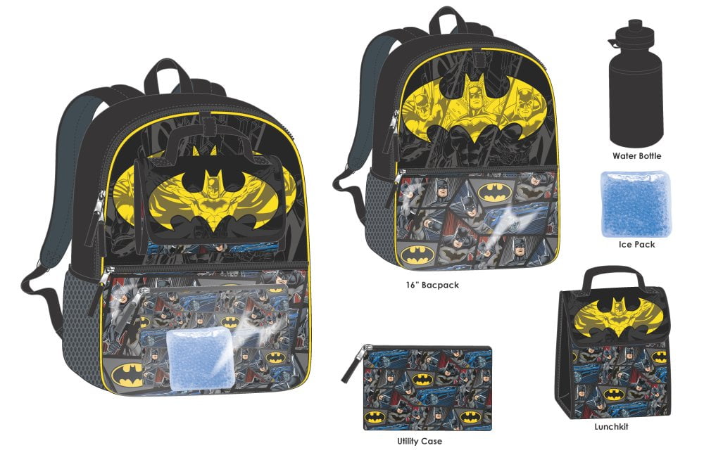 Youth Batman 5pc Backpack and Lunch Set