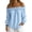 Light Blue, variant on Womens Off Shoulder Chiffon Blouse Long Sleeve Ruffle Trim Loose Fit Casual Top