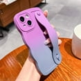 thumbnail image 4 of Compatible with iPhone 15 6.1" Case with Wrist Strap & Stand, Cute Wavy Case with Camera Lens Cover Gradient Color Soft Silicone Shockproof Protect Phone Case for Women Men (Purple Gray), 4 of 10