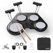Donner Electronic Drum Set, 220+ Sounds, USB MIDI, 2 Switch Pedal, Portable Electric Drum Set for Beginner with Quiet Mesh Drum Pads with Sticks, Travel Bag