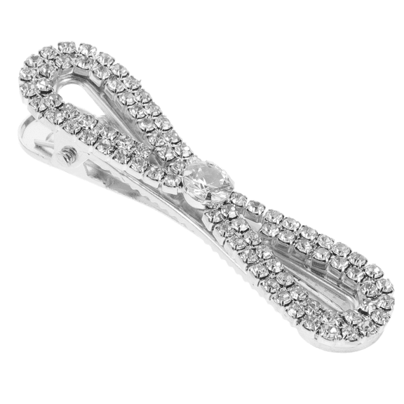 Amosfun Rhinestone Clips 1Set Silver Appearance Design for Women's Hair Accessories
