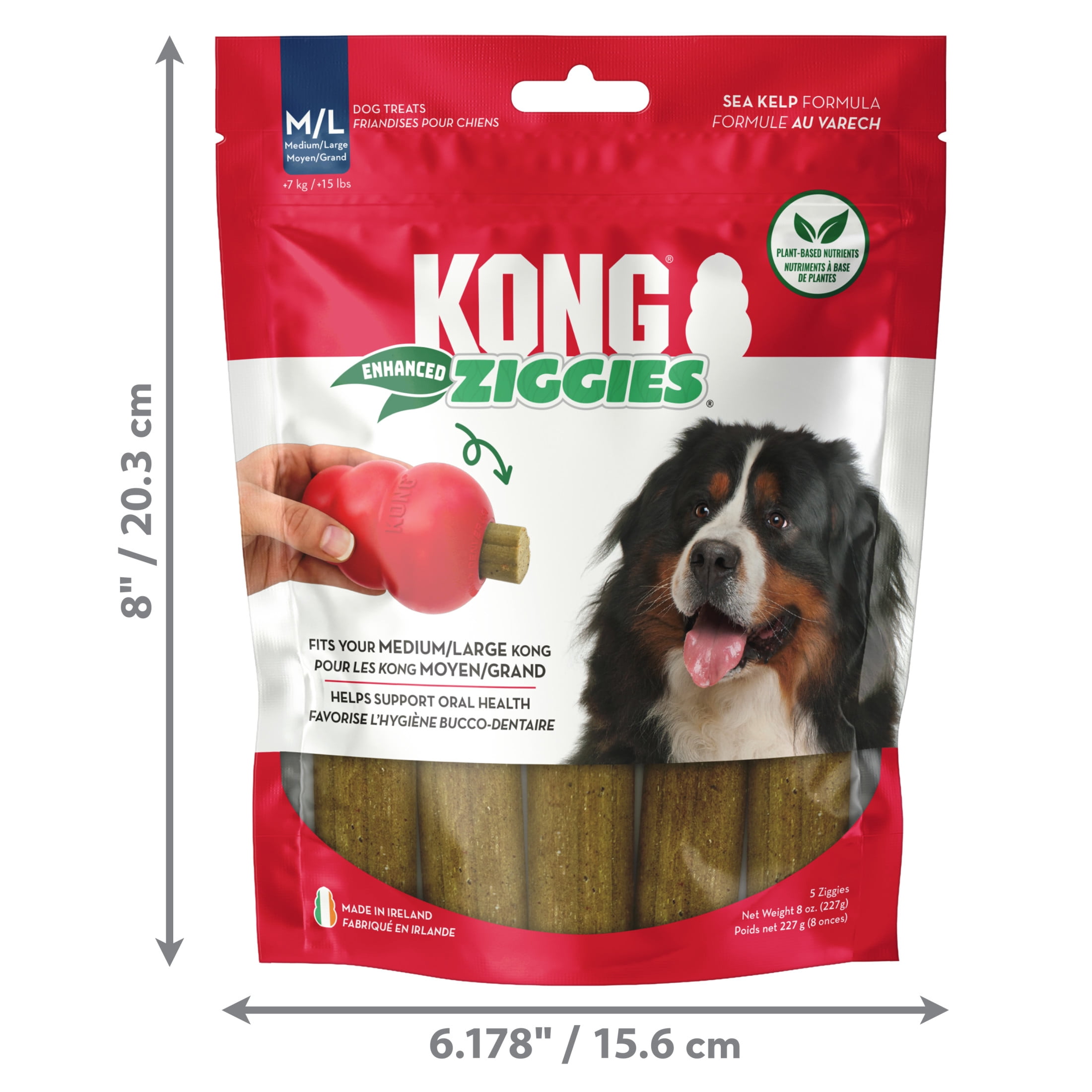KONG® Ziggies Enhanced Dog Treats, Supports Oral Health, Medium/Large, 8 oz