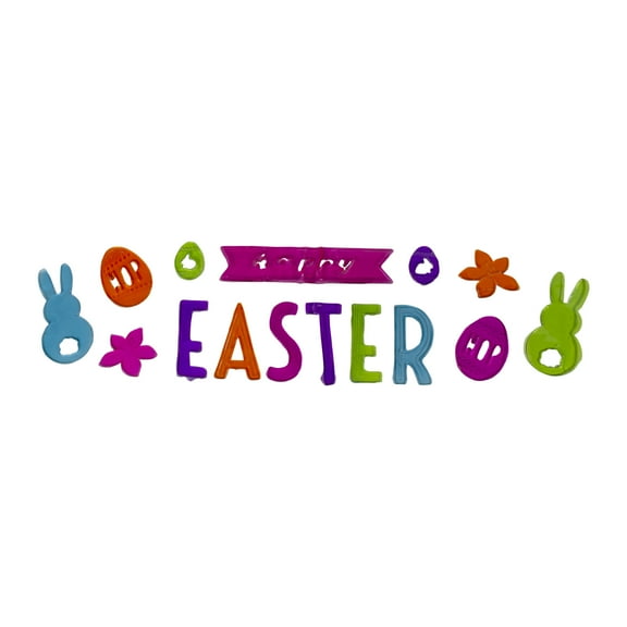 Pink and Orange "Happy Easter" Bunny Spring Gel Window Clings