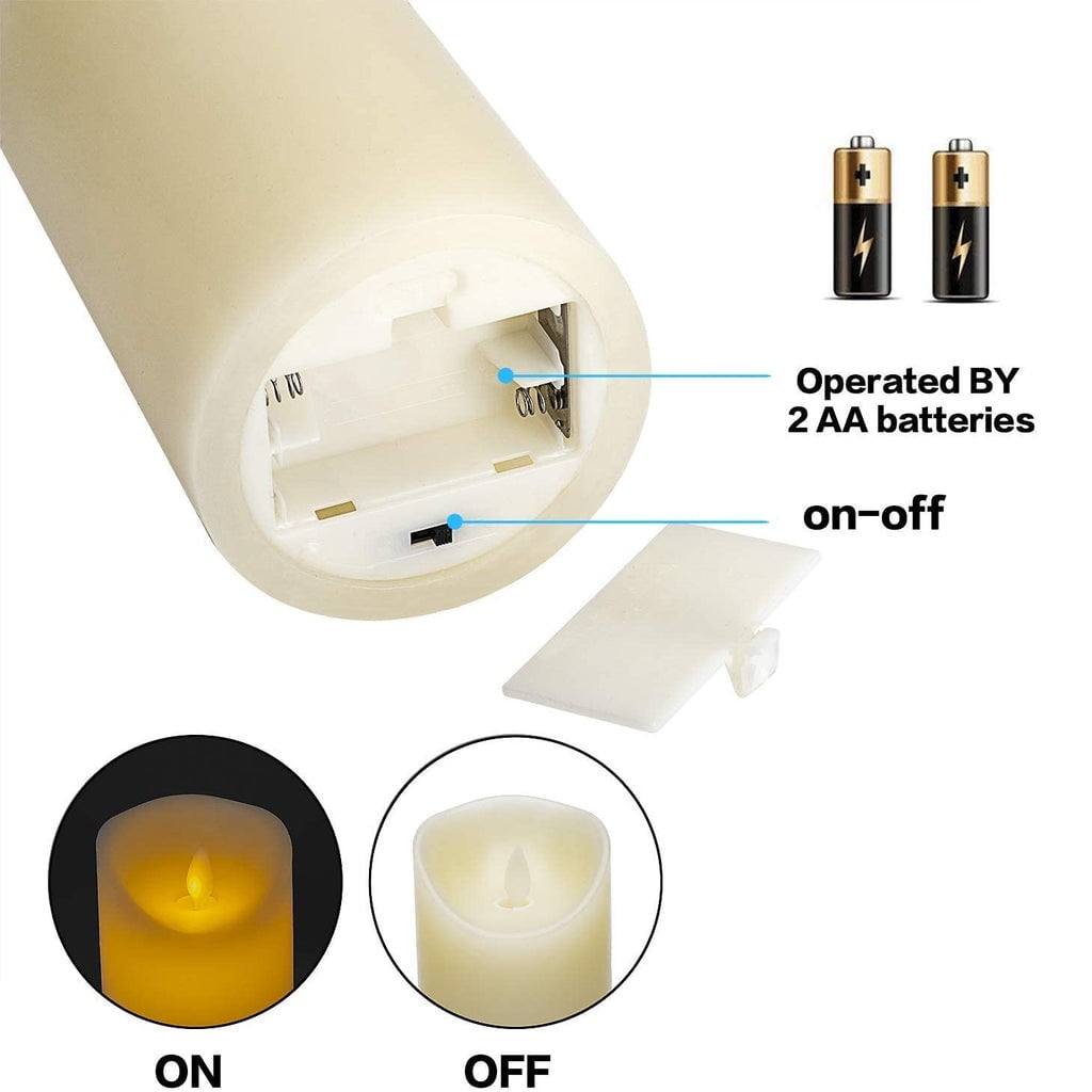 GLAM HOBBY 6pcs Flickering Flameless Wax Candles, Most Realistic LED Candles with Remote and Timer, Set of 6 Battery Operated Candles for Valentines Home Wedding Birthday Decoration